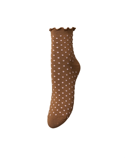 Beck Söndergaard - Dotted Frilla Short Socken - Mocha Brown